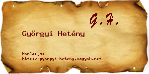 Györgyi Hetény névjegykártya